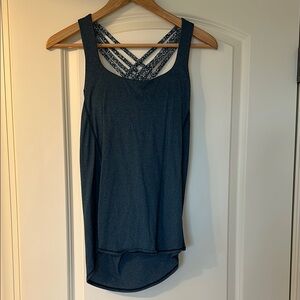 lululemon athletica Blue Tank Top with Asymmetrical Backless Design